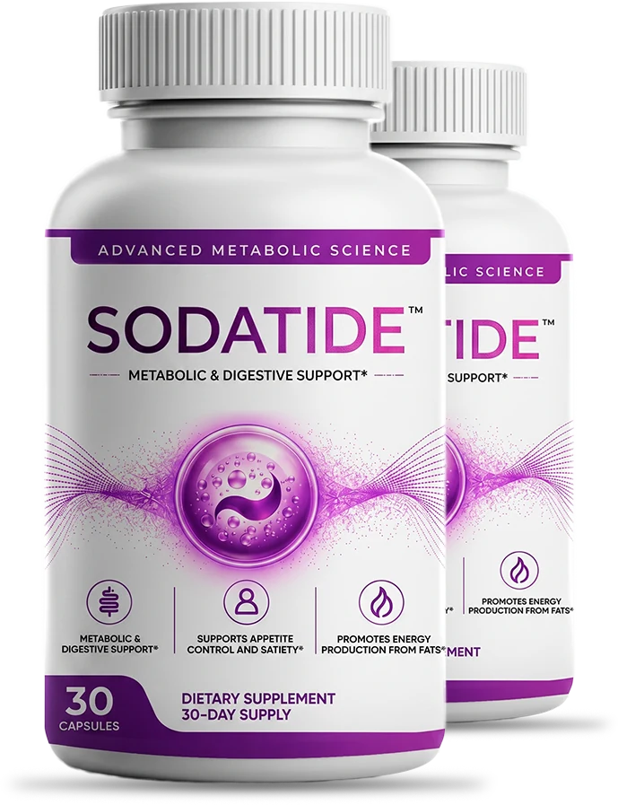SodaTide metabolic and digestive support capsule bottles